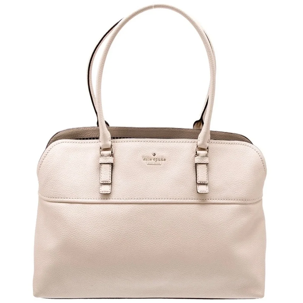 Kate Spade New York Beige Pebbled Leather Tote Shoulder Bag‎ Gold Hardware